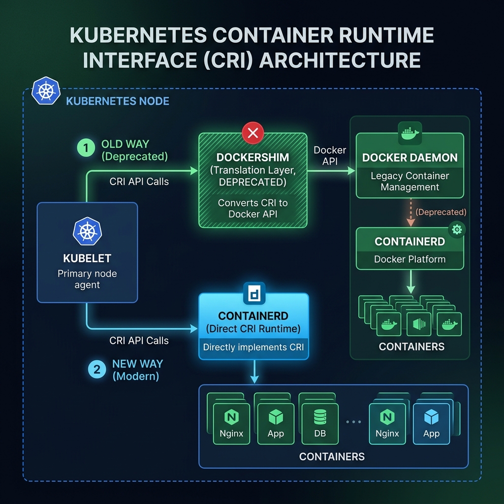 Container Runtime Evolution (Dockershim vs. CRI & Containerd)