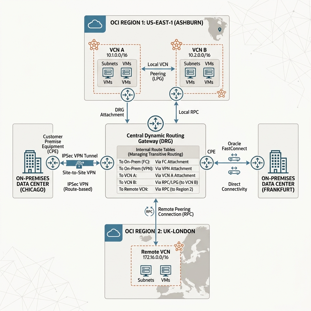 OCI Hybrid Connectivity and Peering Topology