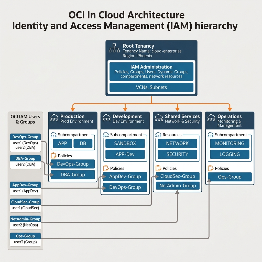 OCI IAM Hierarchy and Policy Enforcement