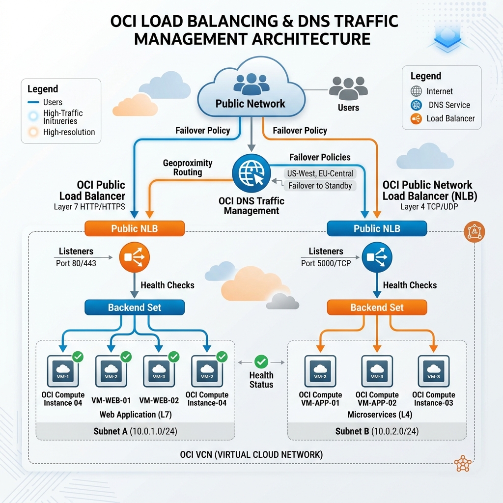 OCI Load Balancing and DNS Traffic Management Topology