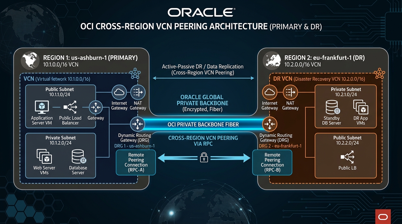 OCI Cross-Region VCN Peering RPC Architecture Diagram