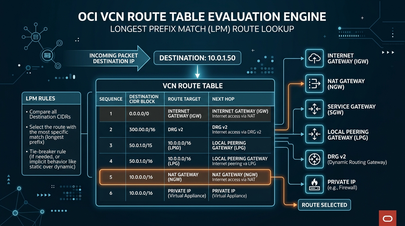 OCI VCN Route Table Evaluation Engine Diagram