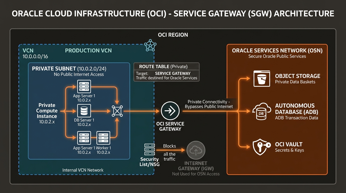 OCI Service Gateway SGW Architecture Diagram